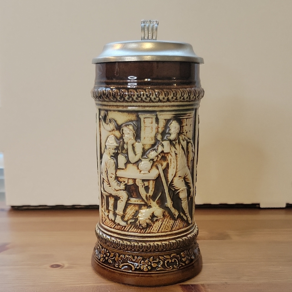 Collectible Gerzit (GERZ) Ceramic Beer Stein With Pewter Lid From Germany